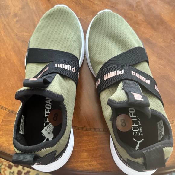 Puma Women's Olive and Black Slip-On Sneakers - Picture 2 of 6